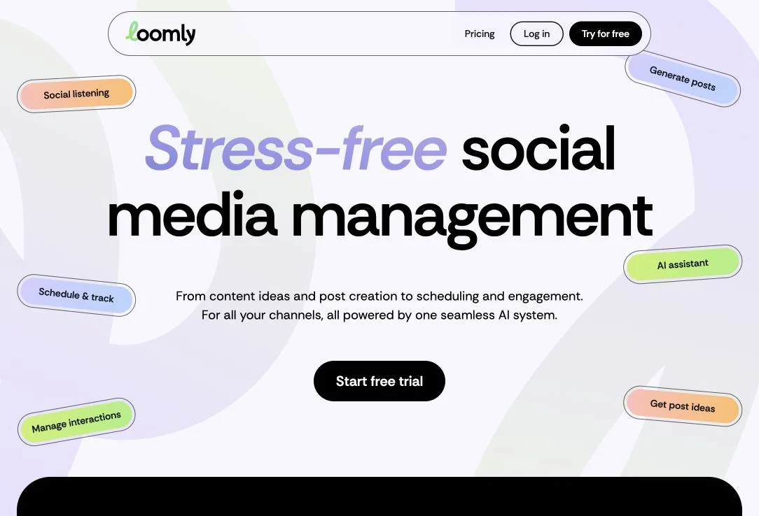 Loomly public landing page hero or marketplace listing