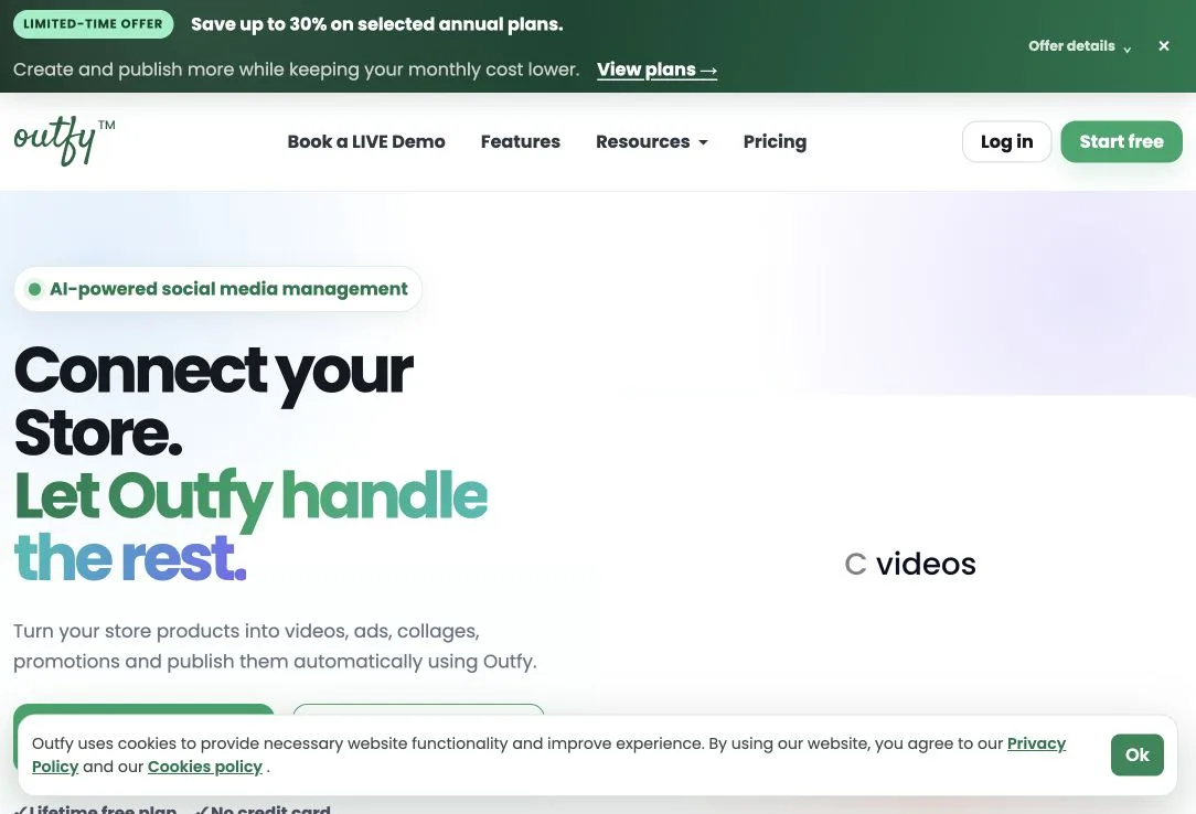 Outfy public landing page hero or marketplace listing